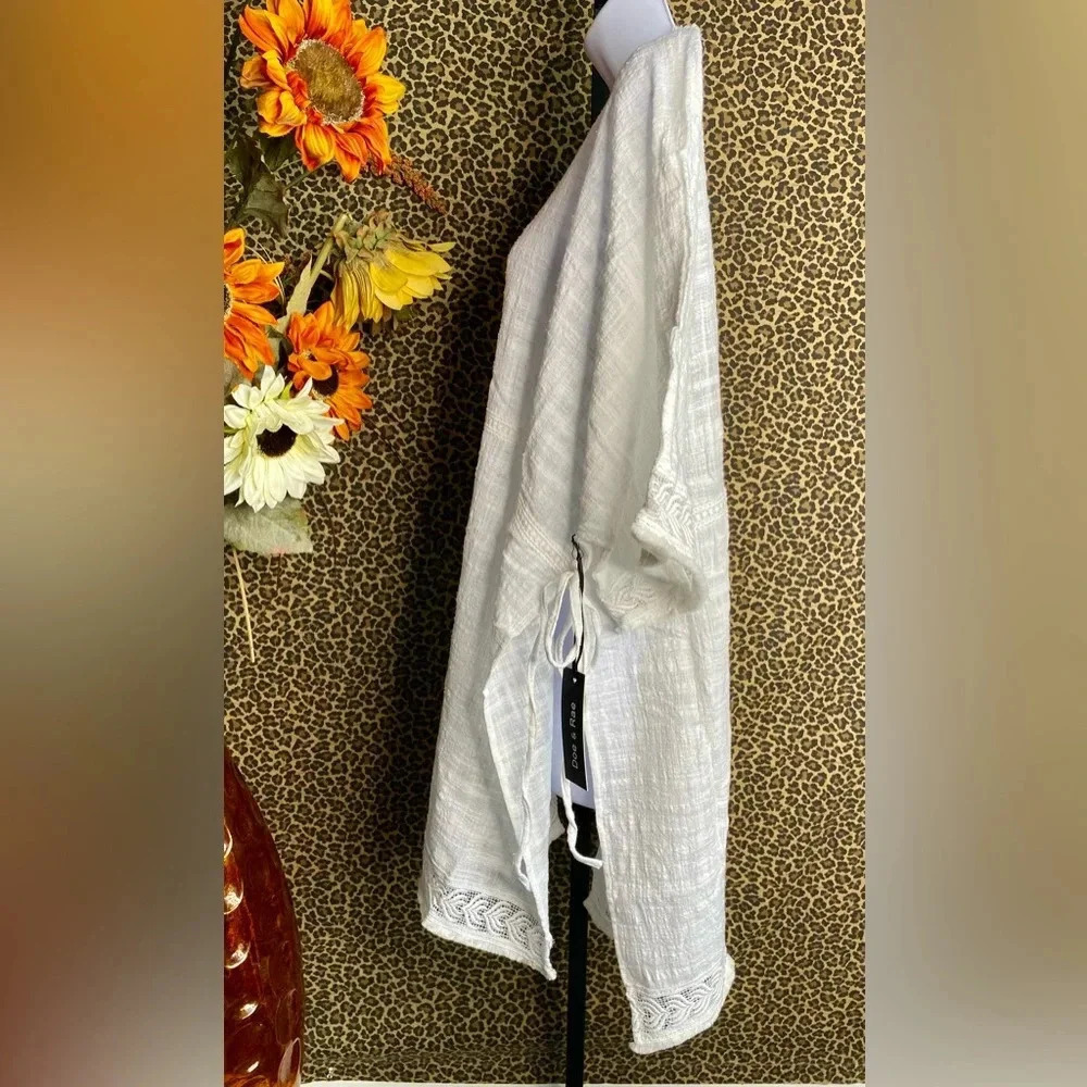 🌴3/$30🌴DOE & RAE White Oversized Embroidered Cotton Swimsuit Cover-Up NWT - Picture 8 of 12